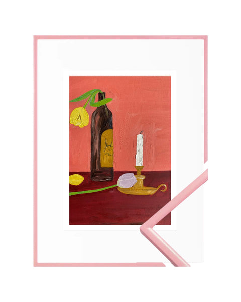 Candles, Wine and Flowers Fine Art Print