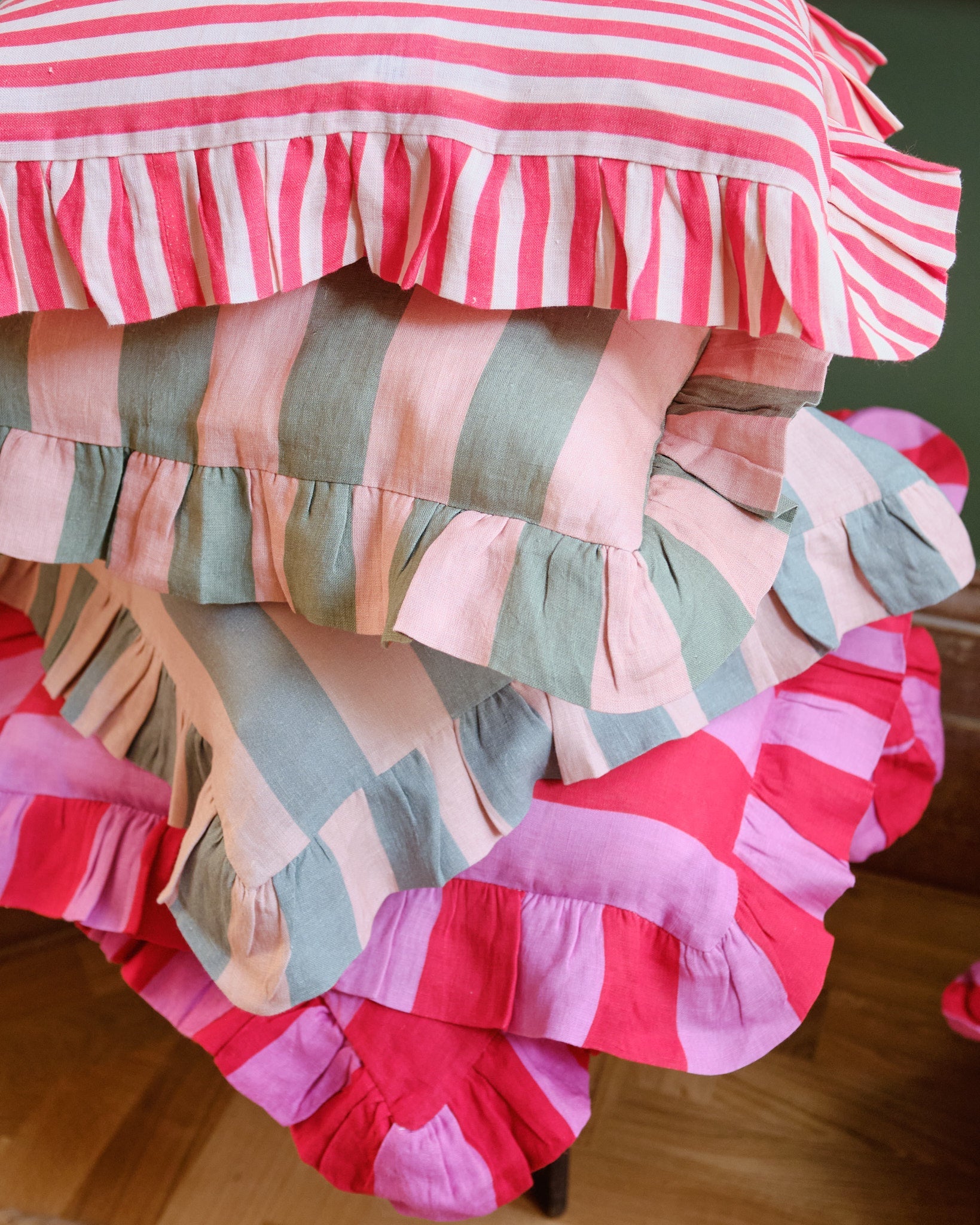 Sage & Blush Wide Stripe Cushion Cover
