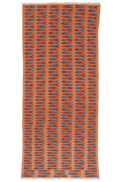 Kelim Gashgai — Handmade, 105x250 cm, Orange, 100% Virgin Wool | Main view
