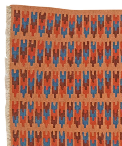 Kelim Gashgai — Handmade, 105x250 cm, Orange, 100% Virgin Wool | View 3