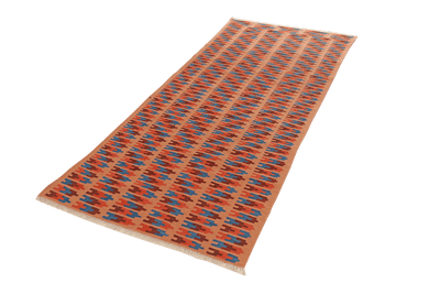 Kelim Gashgai — Handmade, 105x250 cm, Orange, 100% Virgin Wool | View 5