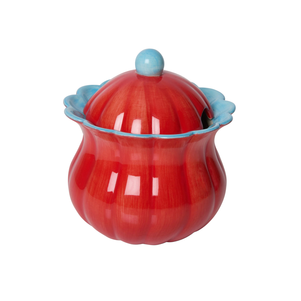 Sugar Bowl - Cherry Red and Sky Blue
