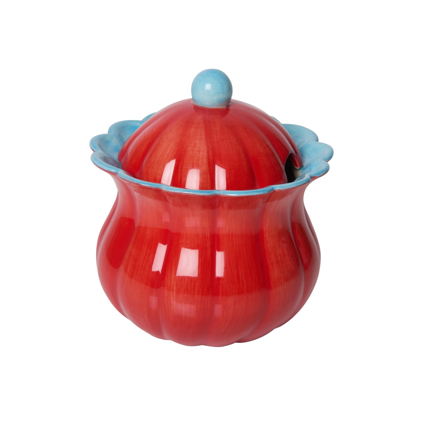 Sugar Bowl - Cherry Red and Sky Blue