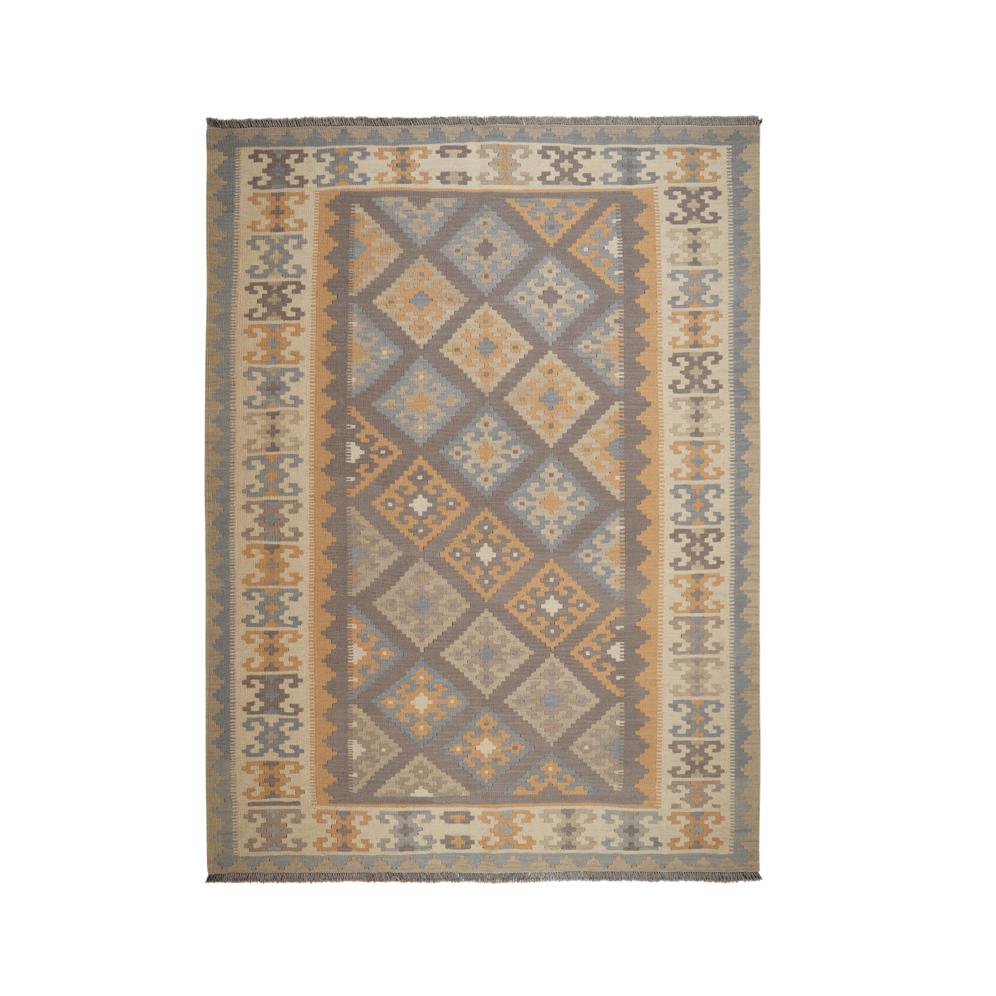 Kilim Gashgai Rug · Hand-Woven - Grey, 243x178 cm