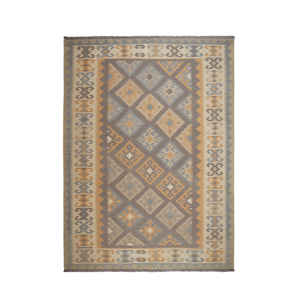 Kilim Gashgai Rug · Hand-Woven - Grey, 243x178 cm