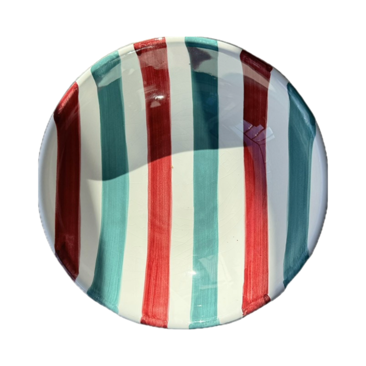 Bowl 20 cm Stripe Burgundy Green – Italian Handcrafted Ceramic