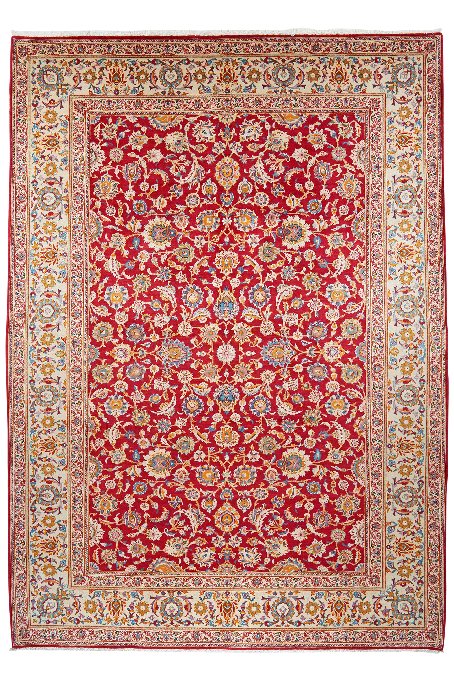 Kashan — Hand-knotted, 229x326 cm, Red, 100% Virgin Wool | Main view