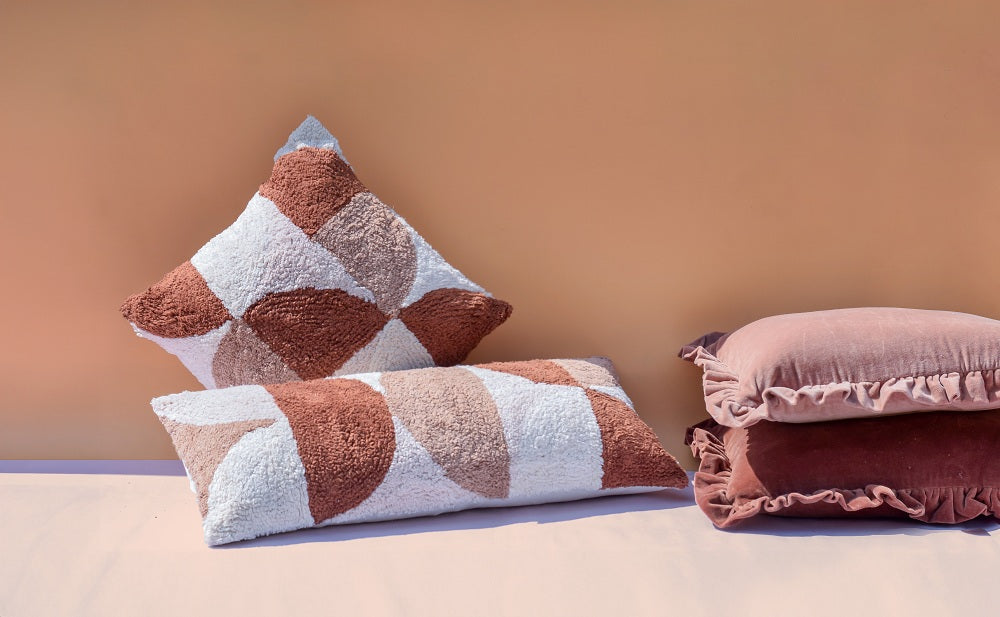 Rangoli Tufted Lumbar Pillow | Brown Neutral | Cushion Cover