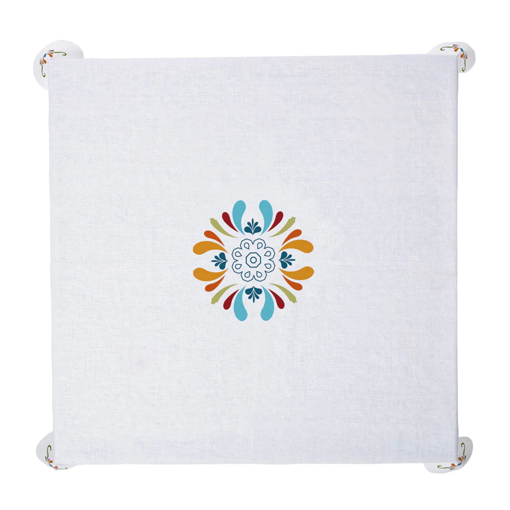 Maiolica Tablecloth  - White Linen