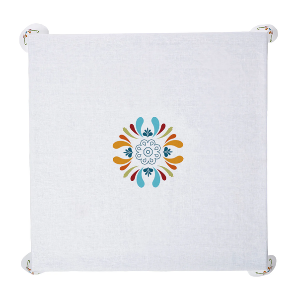 Maiolica Tablecloth  - White Linen
