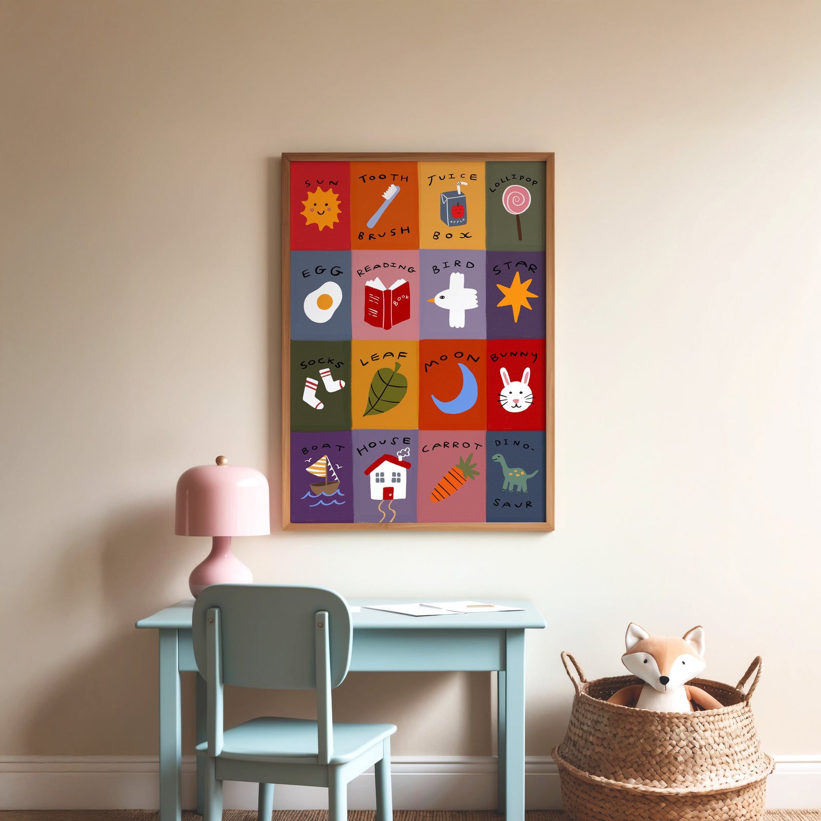 Patchwork First Words | Nursery Print | UNFRAMED
