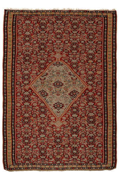 Kelim Senneh — Handmade, 138x198 cm, Red, 100% Virgin Wool | Main view
