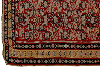 Kelim Senneh — Handmade, 138x198 cm, Red, 100% Virgin Wool | View 3