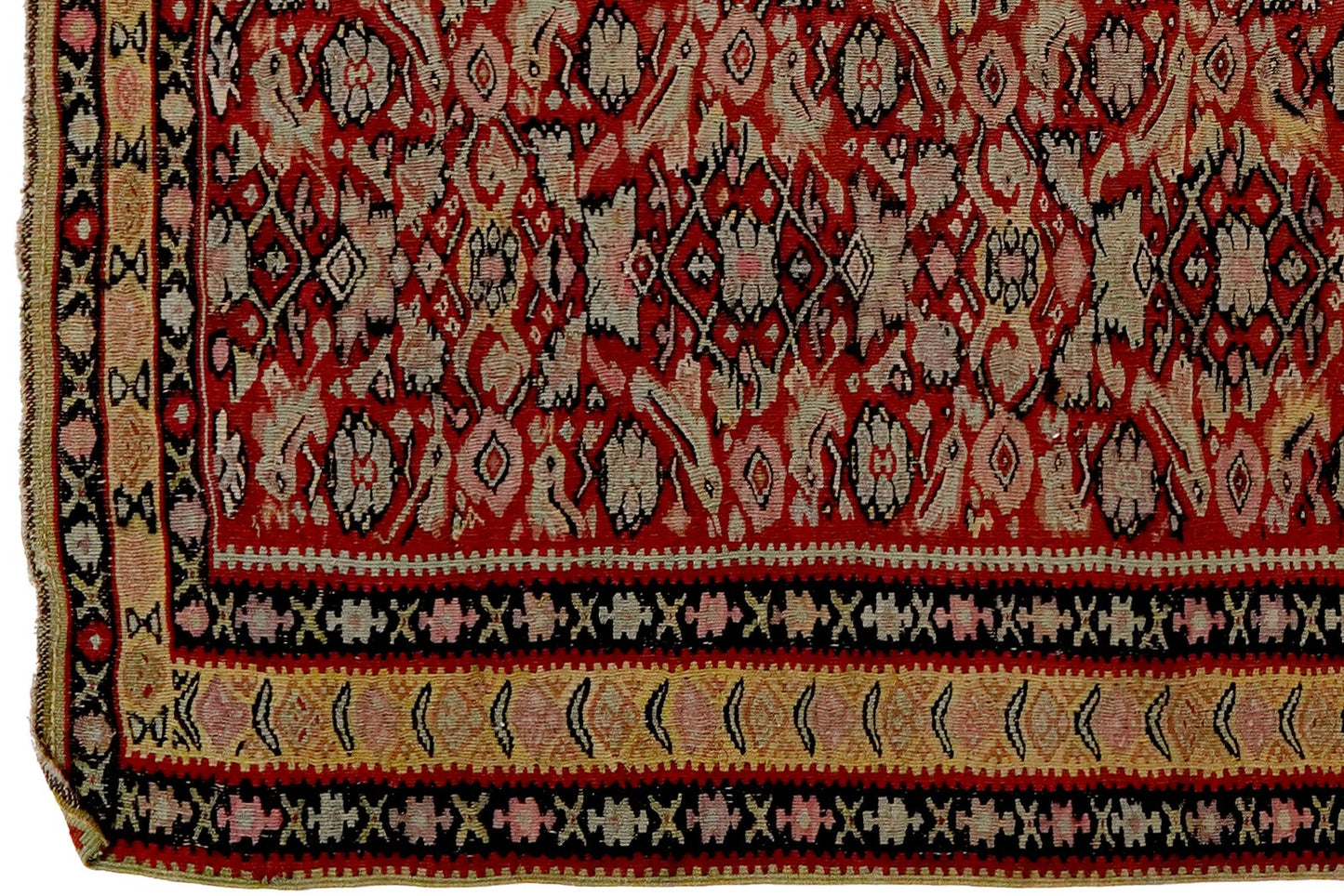 Kelim Senneh — Handmade, 138x198 cm, Red, 100% Virgin Wool | View 3