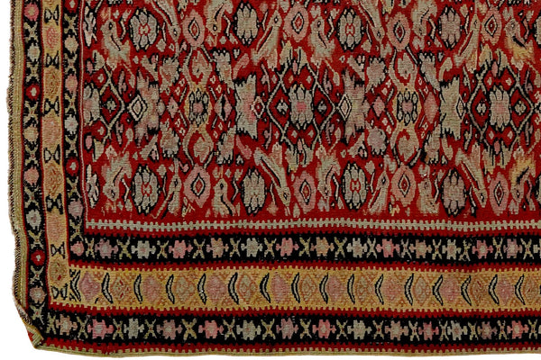 Kelim Senneh — Handmade, 138x198 cm, Red, 100% Virgin Wool | View 3