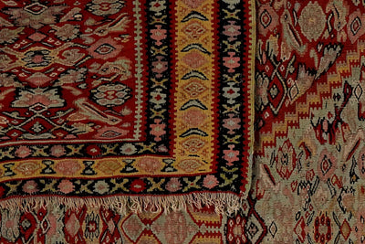 Kelim Senneh — Handmade, 138x198 cm, Red, 100% Virgin Wool | View 6