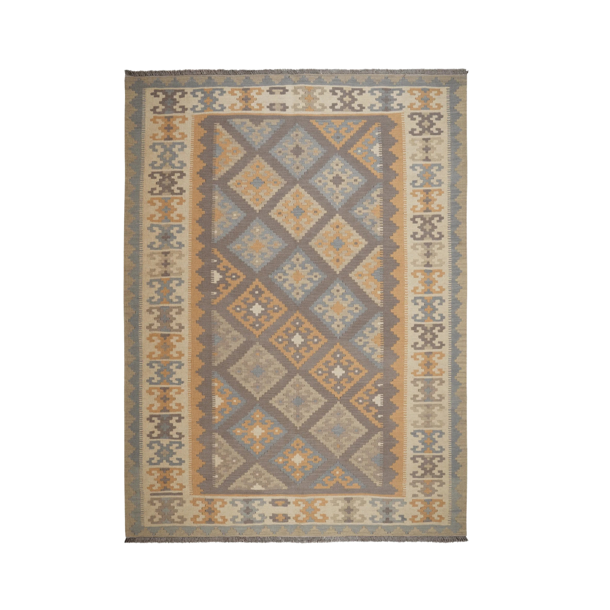 Kilim Gashgai Rug · Hand-Woven - Grey, 243x178 cm