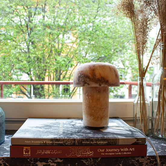 Shroom Tall Hand - Carved Alabaster Stone Lamp