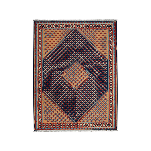 Kilim Senneh Rug · Hand-Woven - Blue, 197x153 cm
