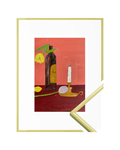 Candles, Wine and Flowers Fine Art Print