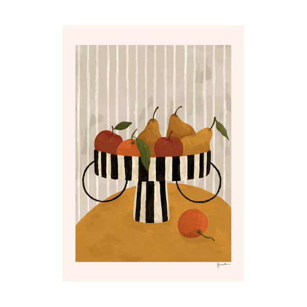 Fruit In Striped Bowl Print