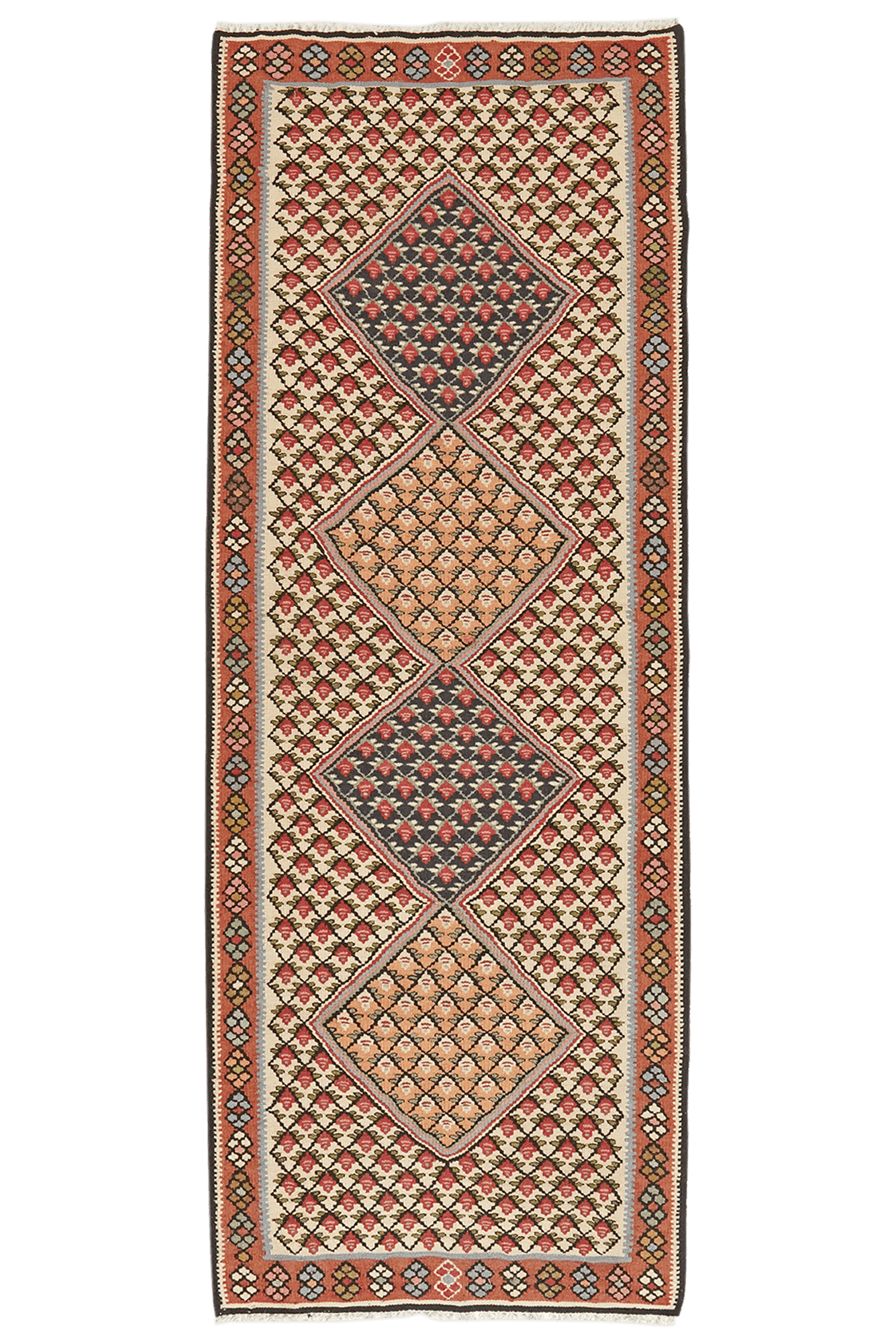 Kelim Senneh — Handmade, 73x200 cm, Beige, 100% Virgin Wool | Main view