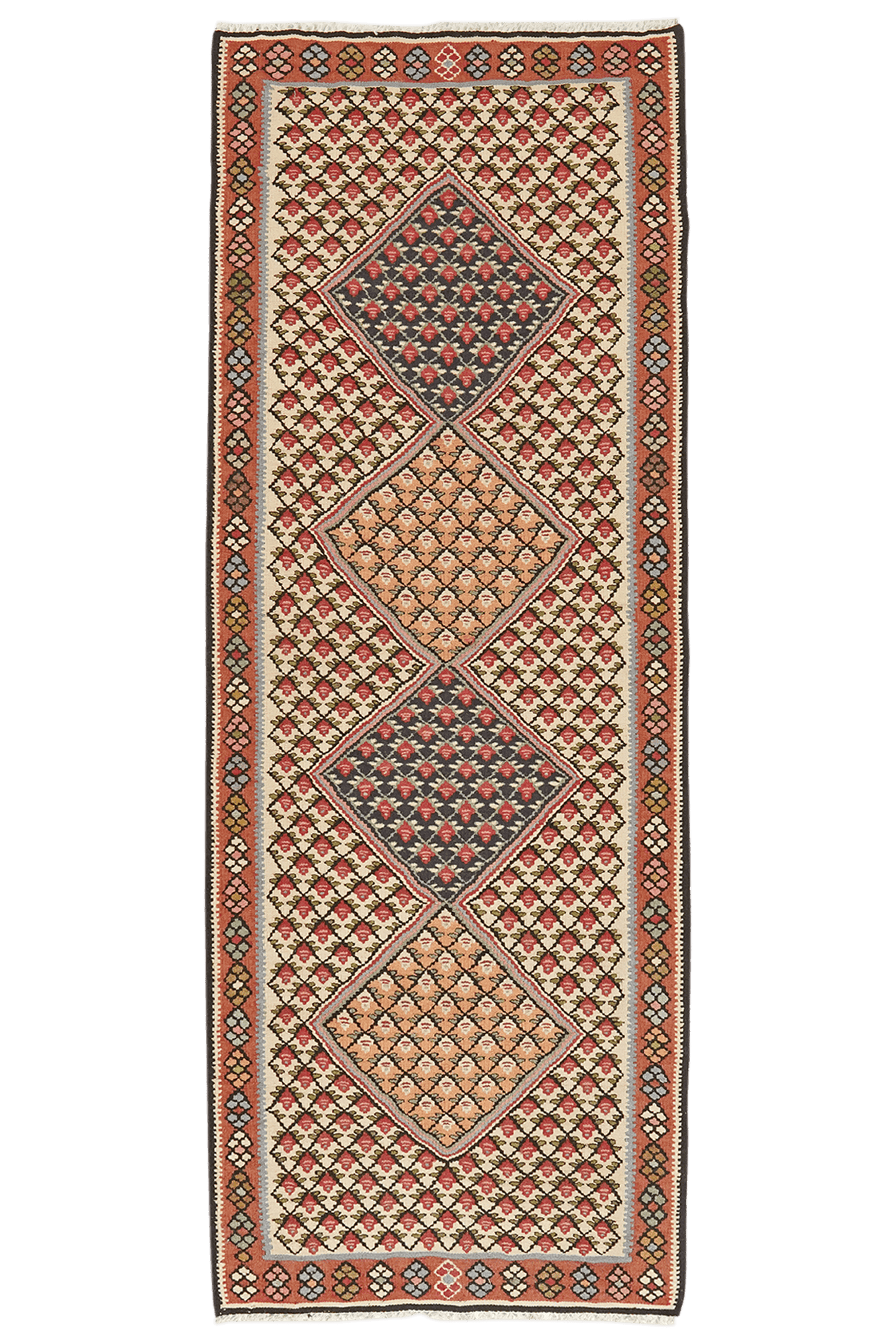 Kelim Senneh — Handmade, 73x200 cm, Beige, 100% Virgin Wool | Main view
