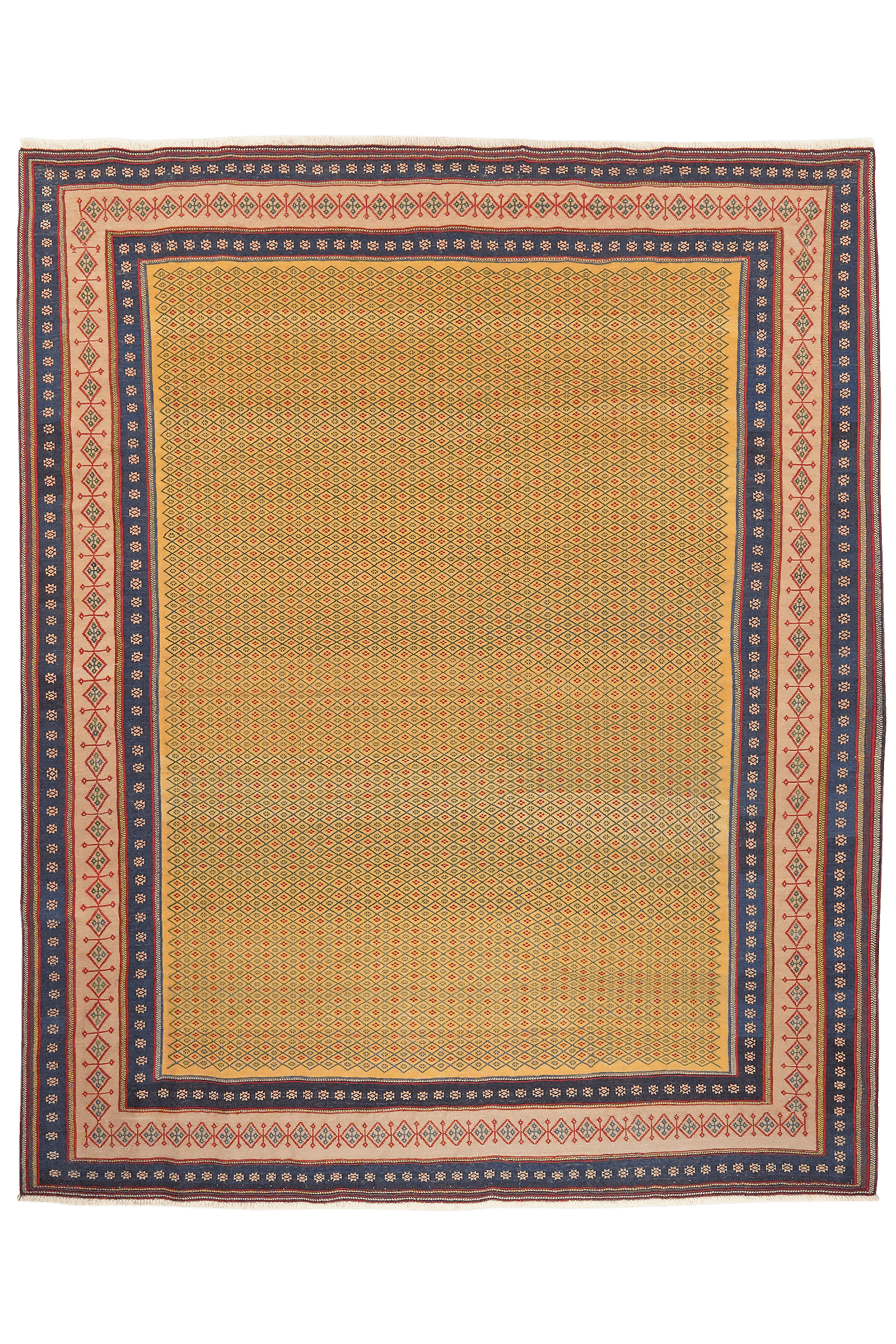 Sumak Afshar — Handmade, 219x265 cm, Yellow, 100% Virgin Wool | Main view