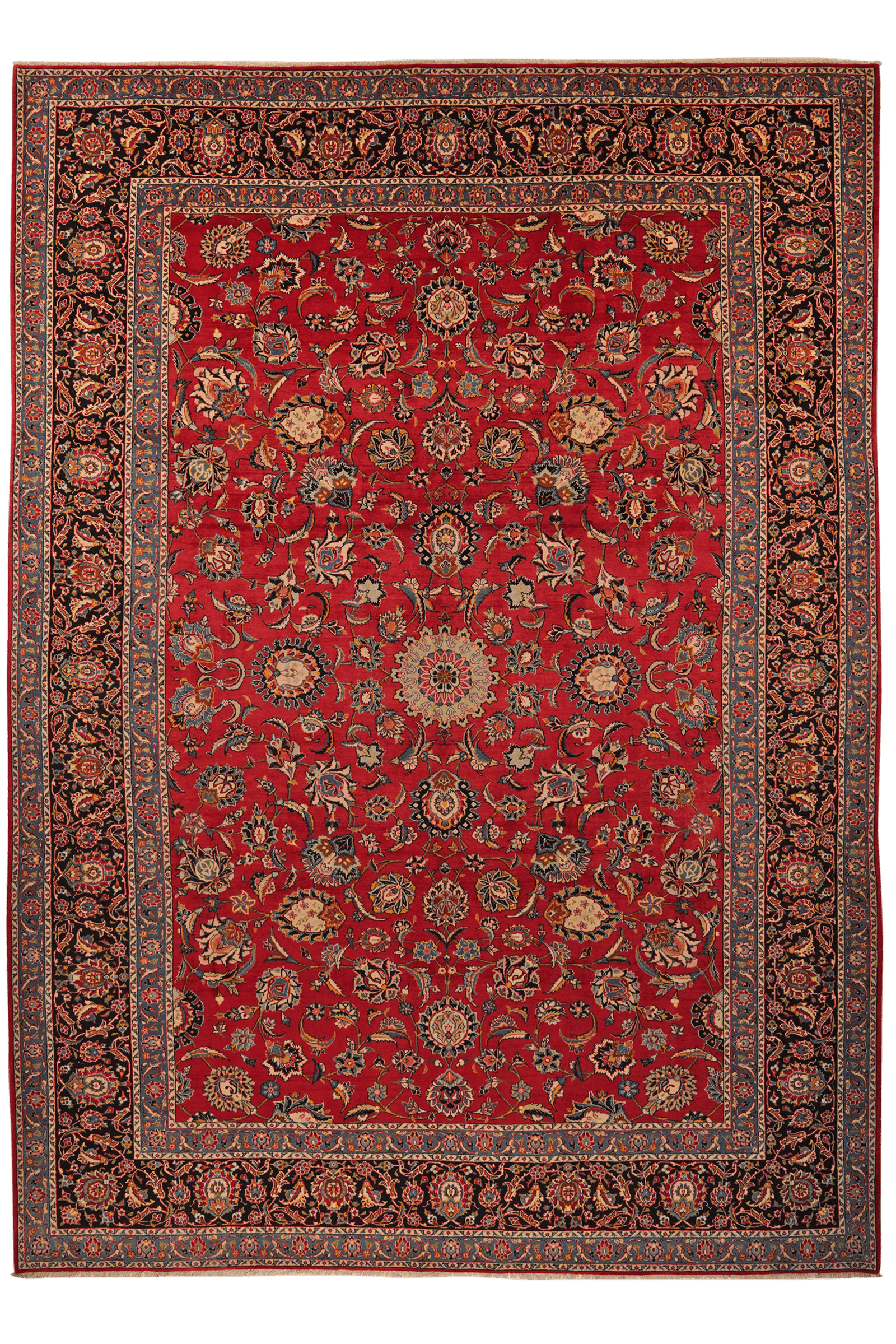 Kashan — Hand-knotted, 275x390 cm, Red, 100% Virgin Wool | Main view
