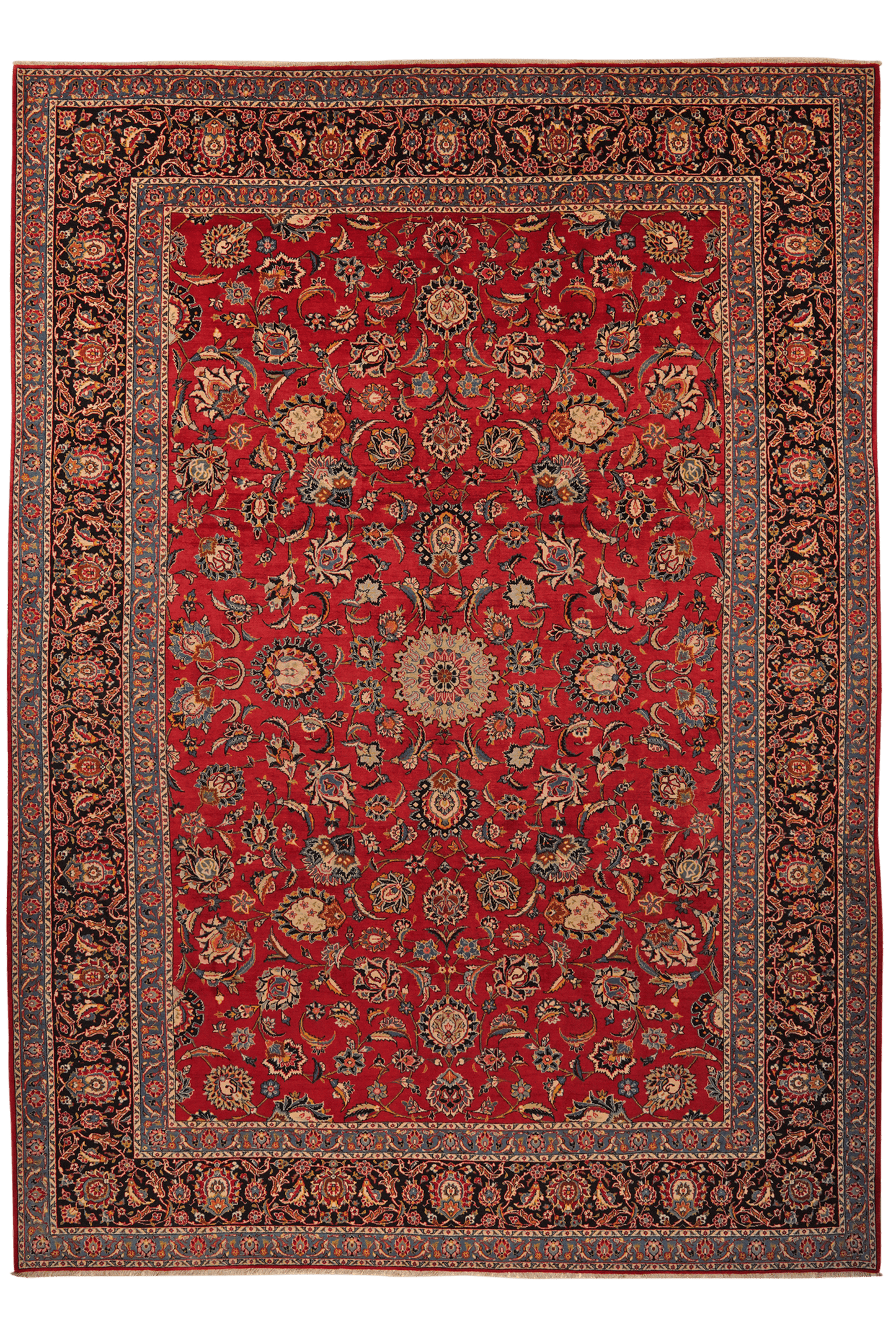 Kashan — Hand-knotted, 275x390 cm, Red, 100% Virgin Wool | Main view