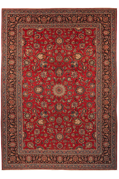 Kashan — Hand-knotted, 275x390 cm, Red, 100% Virgin Wool | Main view