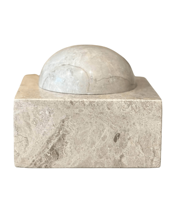 Taj Box: Small Cubed Storage Box in Oyster Italian Marble