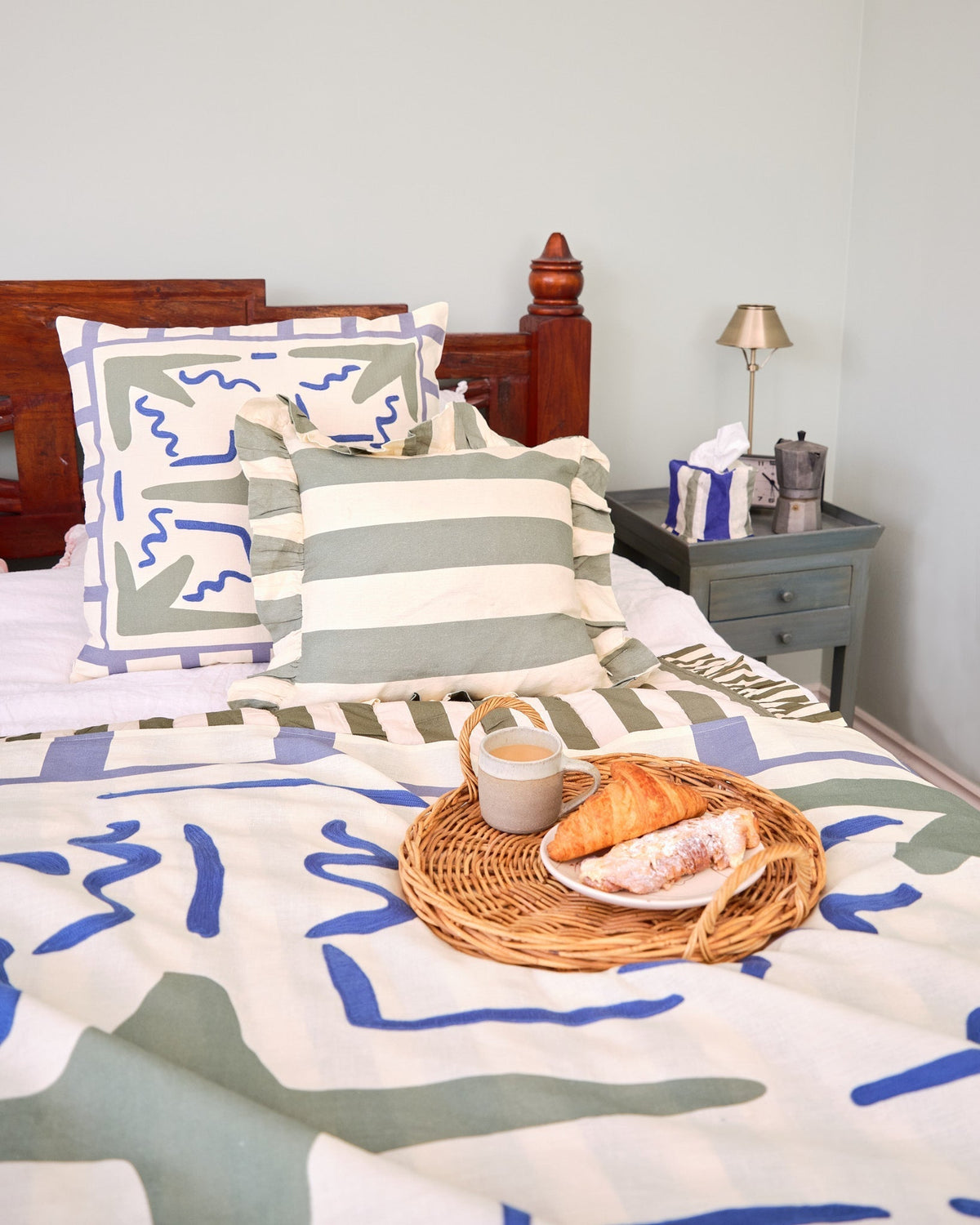 Sea Green Extra Wide Stripe Cushion Cover