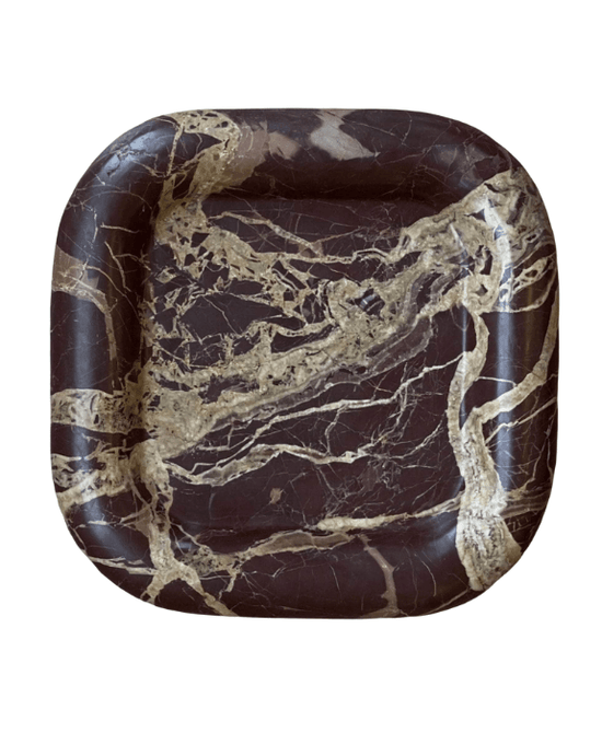 Load image into Gallery viewer, Ty Catch: Puffed Border Dish in Cherry Gold Marble
