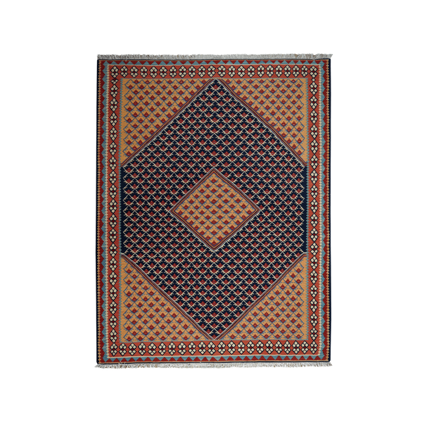 Kilim Senneh Rug · Hand-Woven - Blue, 200x154 cm