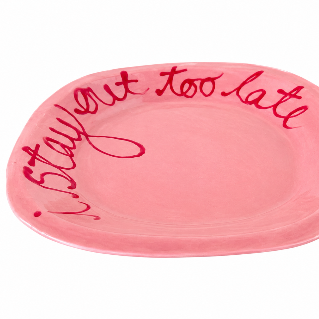 I Stay Out Too Late Trinket Tray Pink