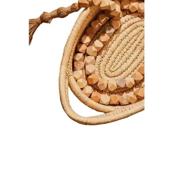 Fall Wooden Geometric Beads Garland with Jute Tassel-39 Inch