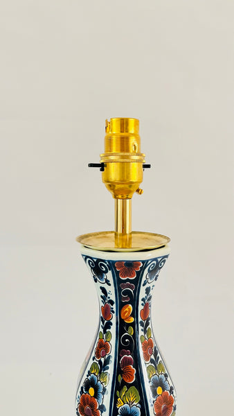 Large Antique Delft ‘Knobbelvaas’ Lamp