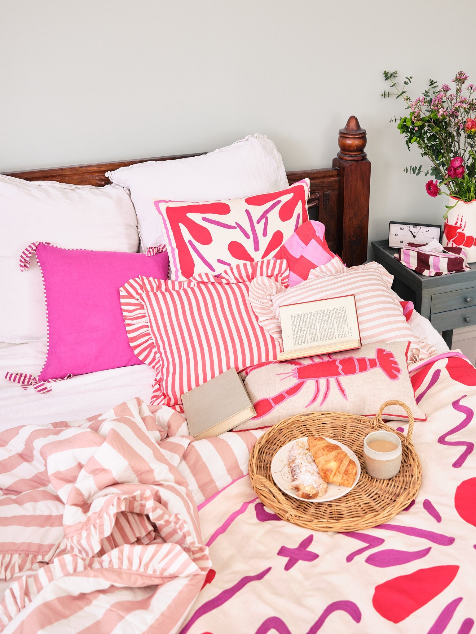 Cherry Red Candy Stripe Cushion Cover
