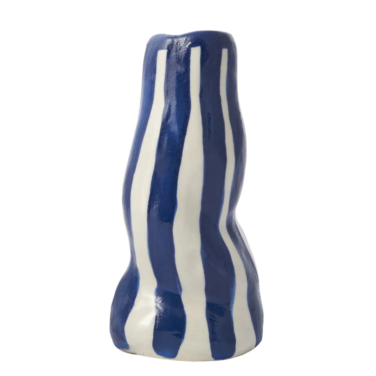 Navy Candy Stripe Vase