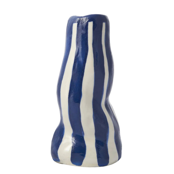 Navy Candy Stripe Vase