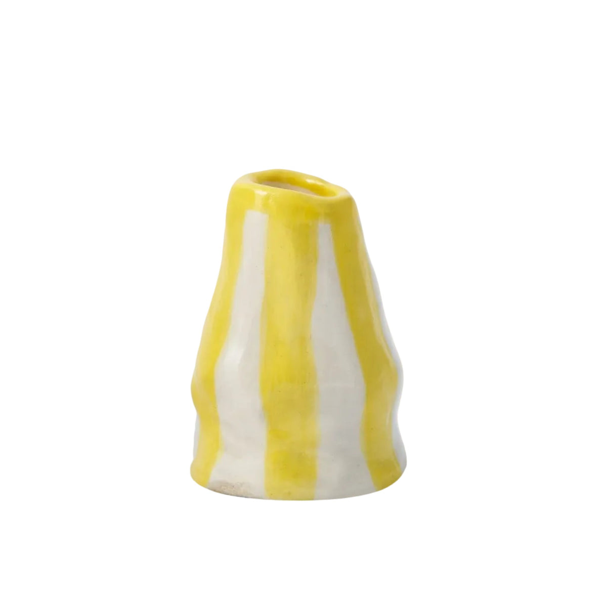 Bright Yellow Candy Stripe Candle Holder