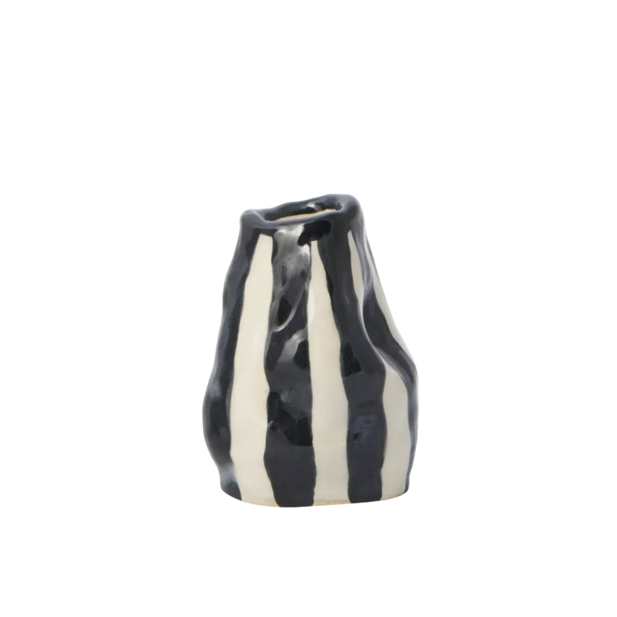 Jet Black Candy Stripe Candle Holder