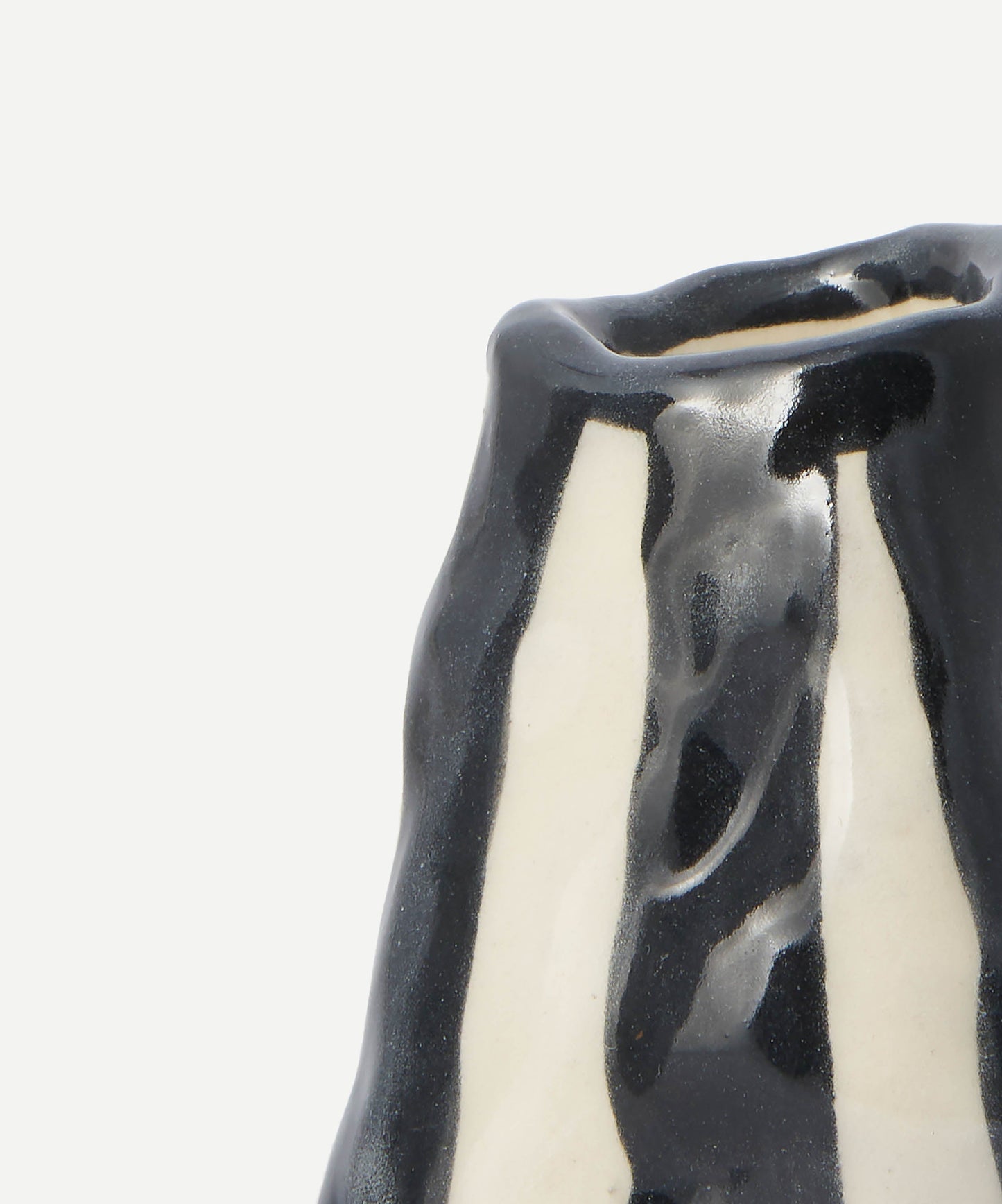 Jet Black Candy Stripe Candle Holder