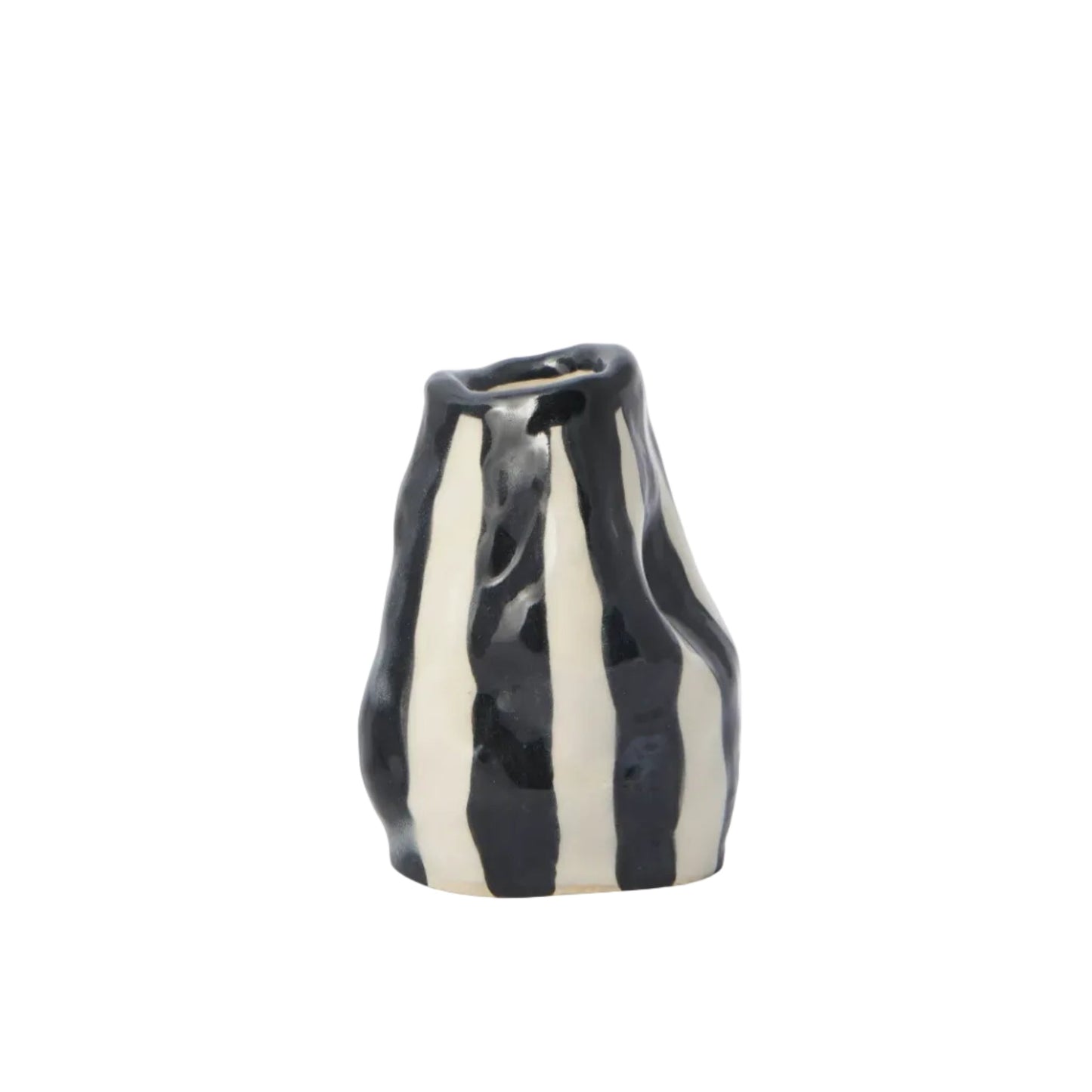 Jet Black Candy Stripe Candle Holder
