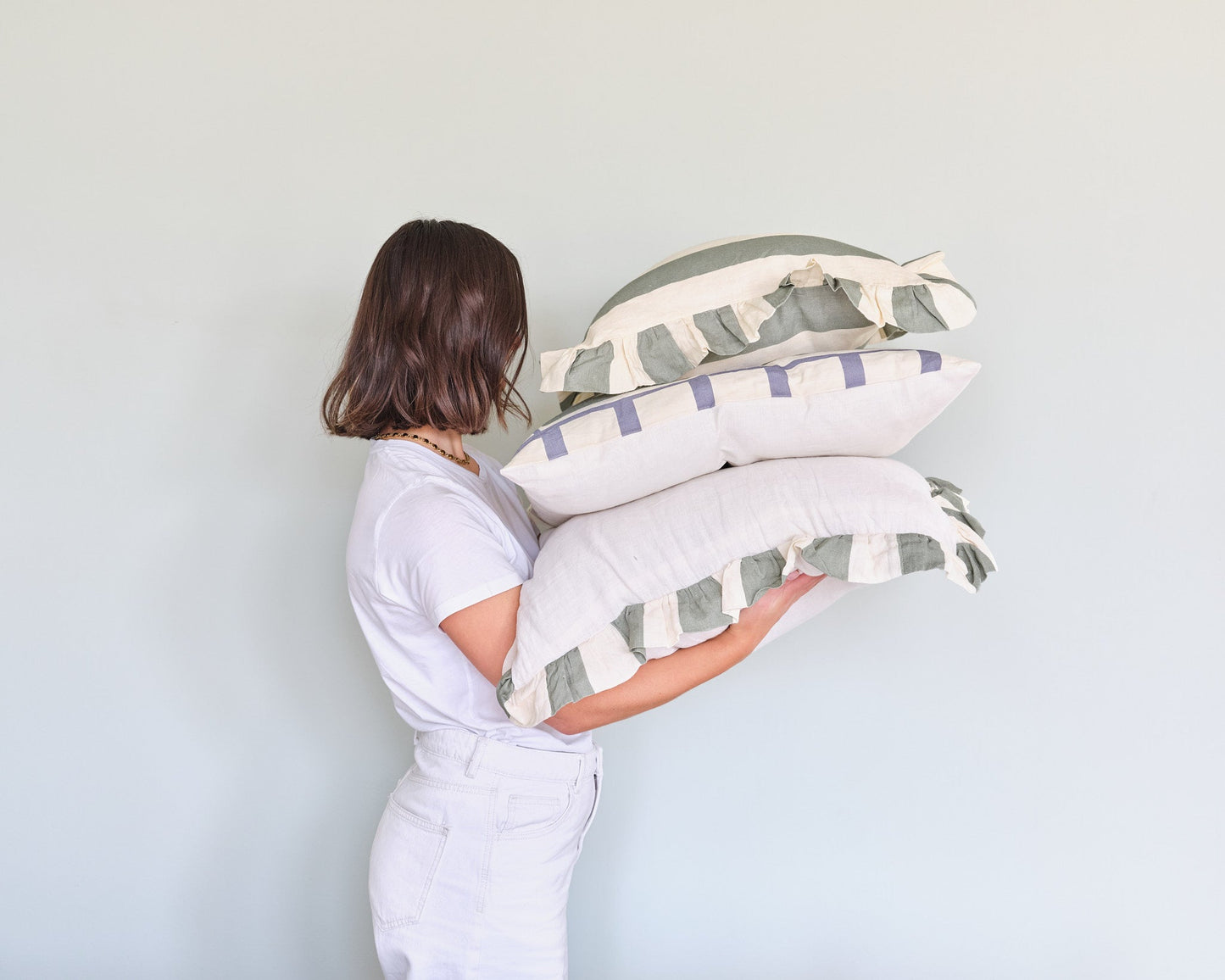Sea Green Extra Wide Stripe Cushion Cover