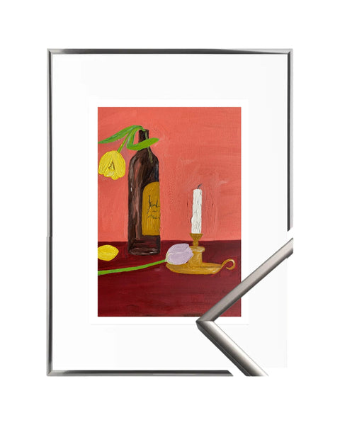 Candles, Wine and Flowers Fine Art Print