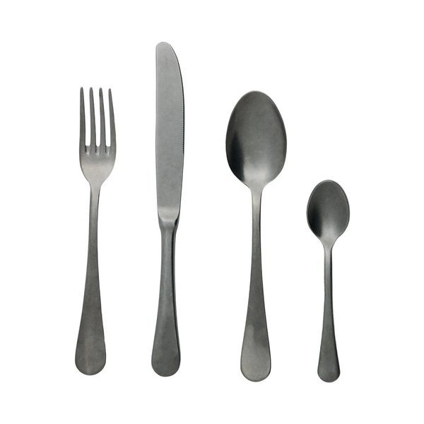 Milano Cutlery Set 16pc, Silver Stainless Steel Stonewashed
