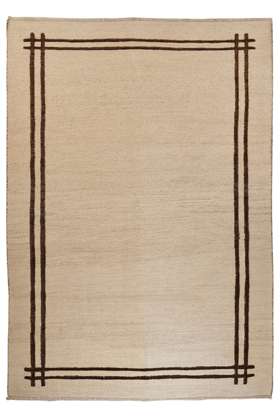 Kelim Gashgai — Handmade, 202x284 cm, Beige, 100% Virgin Wool | Main view