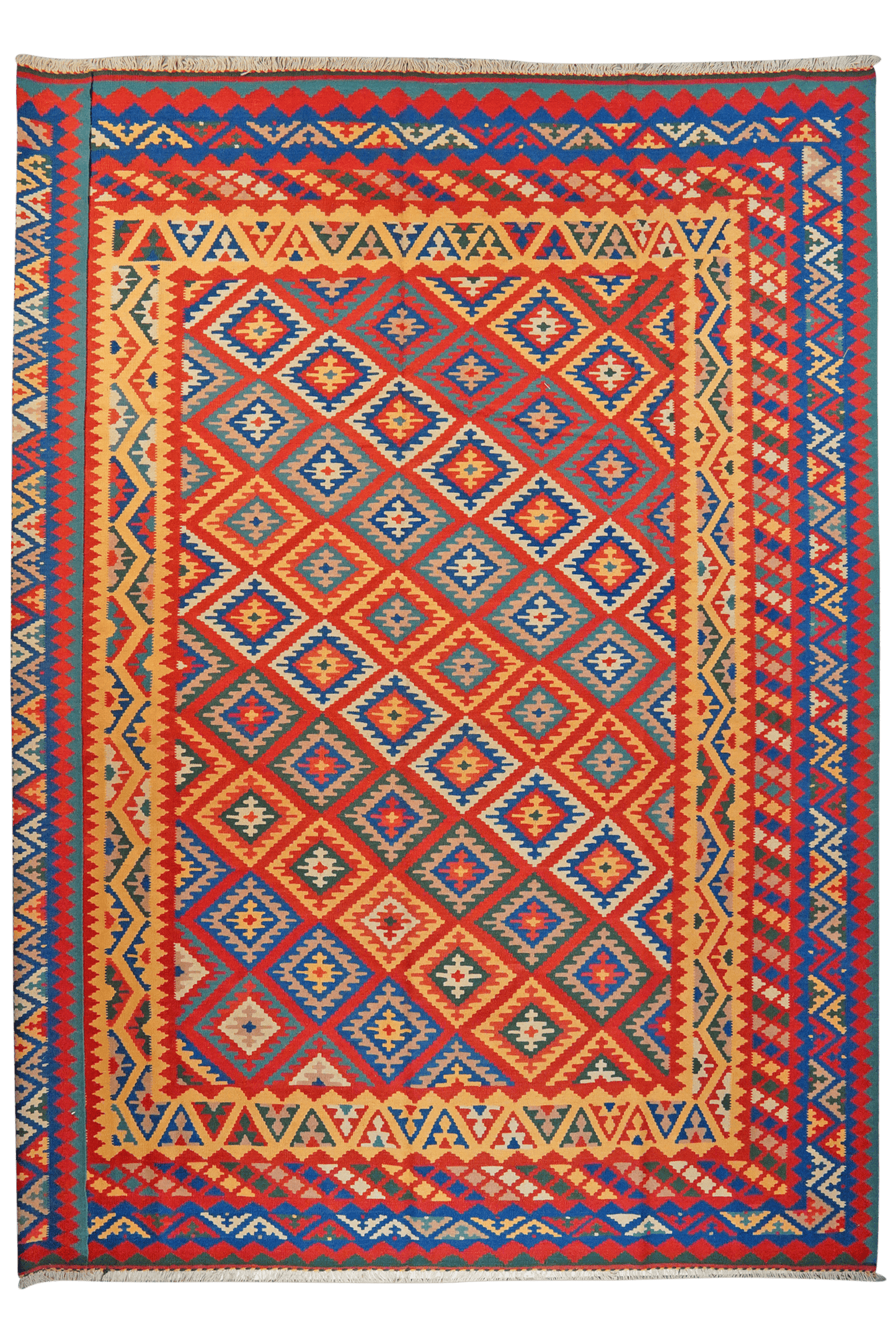 Kelim Gashgai — Handmade, 320x403 cm, Red, 100% Virgin Wool | Main view